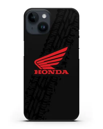 Чехол с символикой Honda и протектором шин силиконовый для iPhone 14