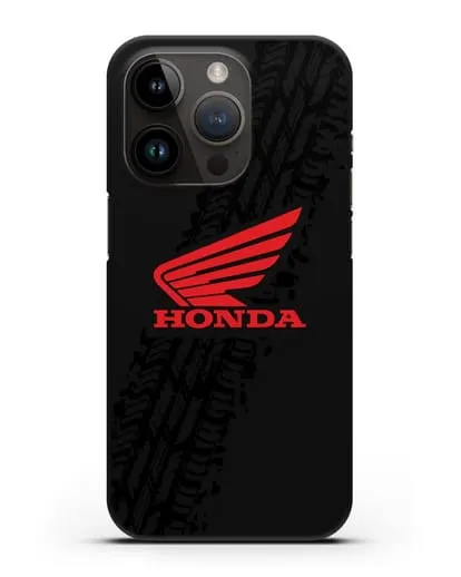 Чехол с символикой Honda и протектором шин силиконовый для iPhone 14 Pro