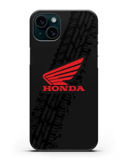 Чехол с символикой Honda и протектором шин силиконовый для iPhone 15 Plus
