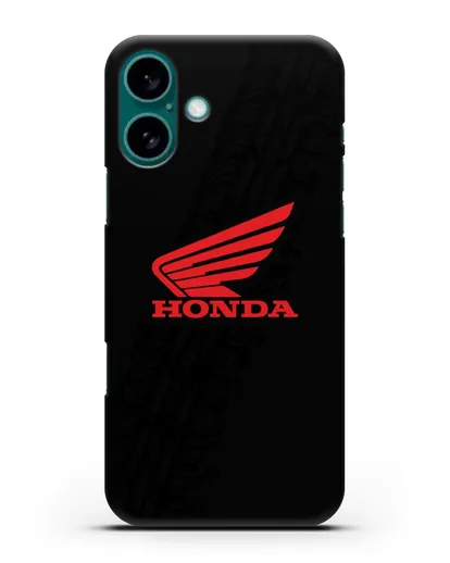 Чехол с символикой Honda и протектором шин силиконовый для iPhone 16 Plus