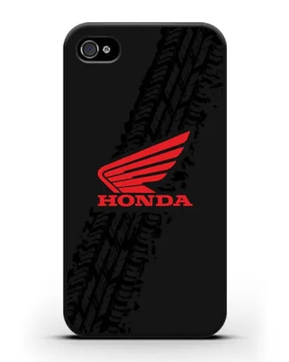 Чехол с символикой Honda и протектором шин силиконовый для iPhone 4/4s