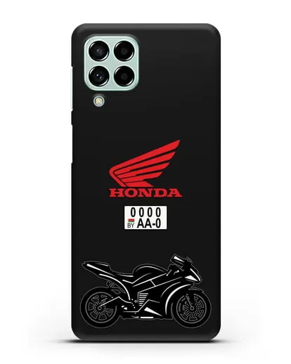 Чехол с изображением спортивного мотоцикла Honda с номерным знаком силиконовый для Samsung Galaxy M53 [SM-M536]