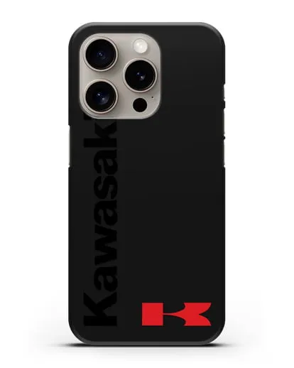Чехол с надписью Kawasaki и логотипом силиконовый для iPhone 15 Pro