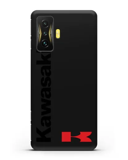 Чехол с надписью Kawasaki и логотипом силиконовый для Xiaomi Poco F4 GT