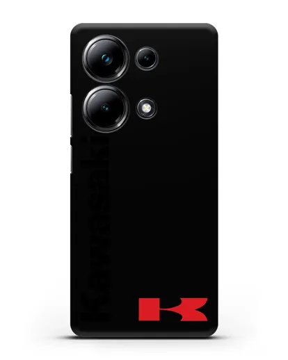 Чехол с надписью Kawasaki и логотипом силиконовый для Xiaomi Poco M6 Pro