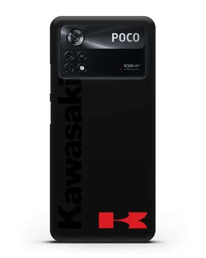 Чехол с надписью Kawasaki и логотипом силиконовый для Xiaomi Poco X4 Pro