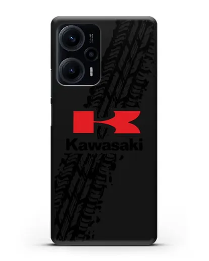 Чехол с логотипом Kawasaki и протектором шин силиконовый для Xiaomi Poco F5