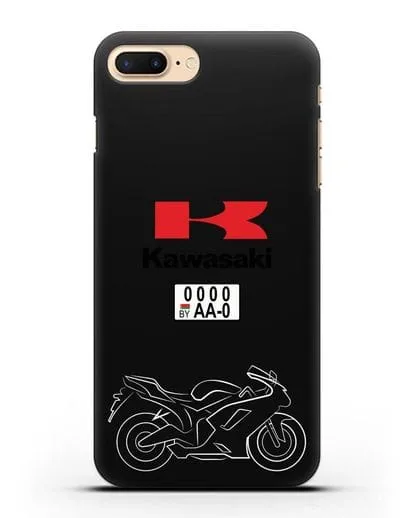 Чехол с изображением мотоцикла Kawasaki ZX с номерным знаком силиконовый для iPhone 7 Plus