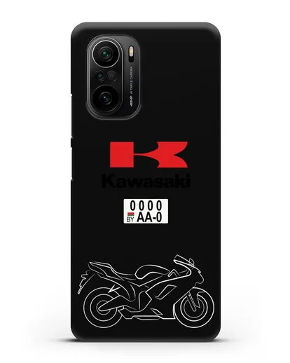 Чехол с изображением мотоцикла Kawasaki ZX с номерным знаком силиконовый для Xiaomi Poco F3