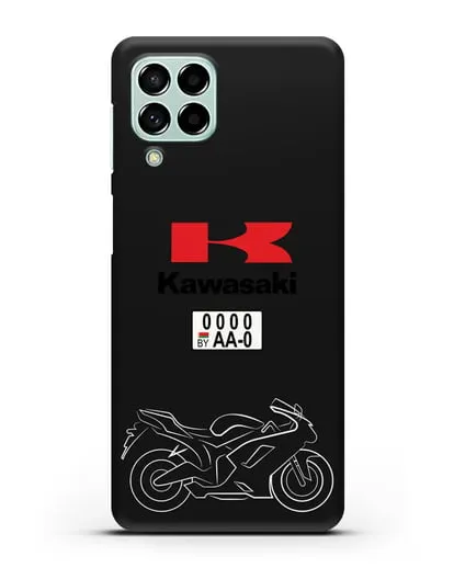 Чехол с изображением мотоцикла Kawasaki ZX с номерным знаком силиконовый для Samsung Galaxy M53 [SM-M536]