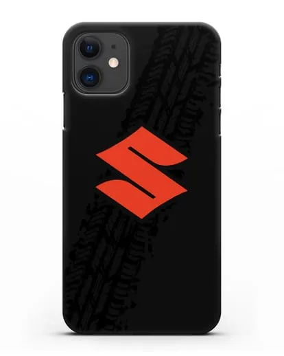 Чехол с логотипом Suzuki и протектором шин силиконовый для iPhone 11