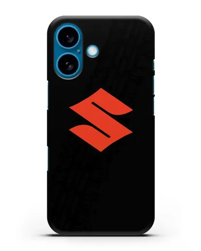 Чехол с логотипом Suzuki и протектором шин силиконовый для iPhone 16