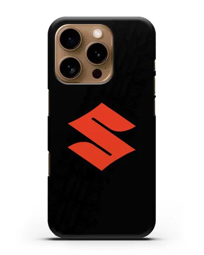 Чехол с логотипом Suzuki и протектором шин силиконовый для iPhone 16 Pro