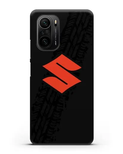 Чехол с логотипом Suzuki и протектором шин силиконовый для Xiaomi Poco F3
