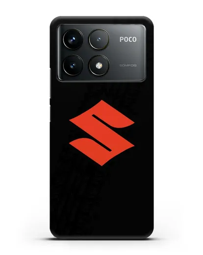 Чехол с логотипом Suzuki и протектором шин силиконовый для Xiaomi Poco F6 Pro