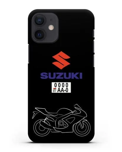 Чехол с изображением спортивного мотоцикла Suzuki с номерным знаком силиконовый для iPhone 12 mini