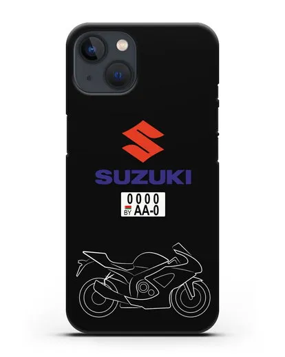 Чехол с изображением спортивного мотоцикла Suzuki с номерным знаком силиконовый для iPhone 13