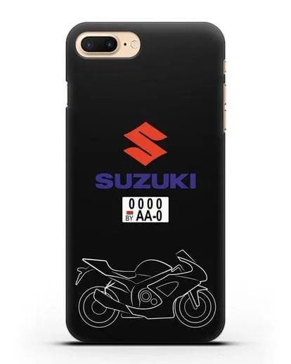 Чехол с изображением спортивного мотоцикла Suzuki с номерным знаком силиконовый для iPhone 7 Plus