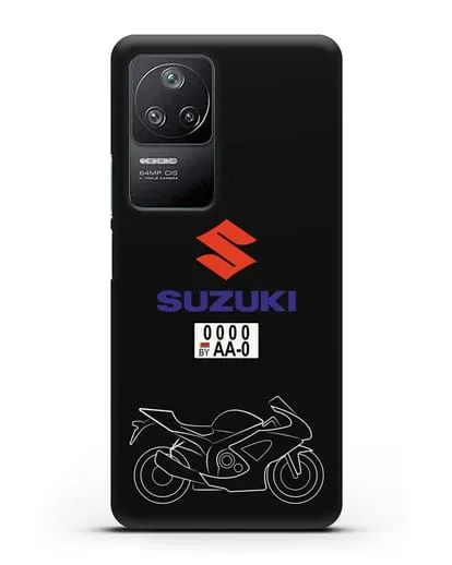 Чехол с изображением спортивного мотоцикла Suzuki с номерным знаком силиконовый для Xiaomi Poco F4