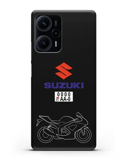 Чехол с изображением спортивного мотоцикла Suzuki с номерным знаком силиконовый для Xiaomi Poco F5