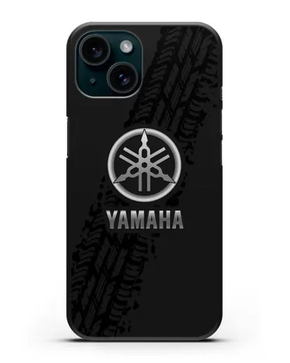 Чехол с логотипом Yamaha и протектором шин силиконовый для iPhone 15