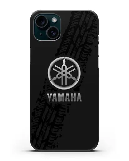 Чехол с логотипом Yamaha и протектором шин силиконовый для iPhone 15 Plus