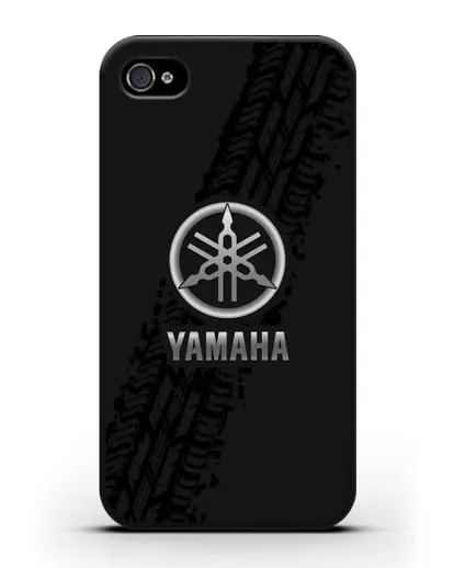 Чехол с логотипом Yamaha и протектором шин силиконовый для iPhone 4/4s
