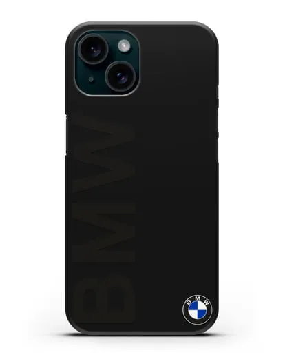 Чехол с надписью BMW и логотипом силиконовый для iPhone 15