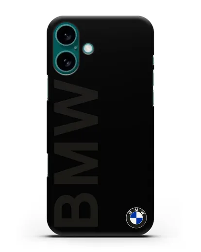Чехол с надписью BMW и логотипом силиконовый для iPhone 16 Plus