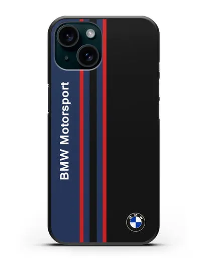 Чехол с надписью BMW Motorsport силиконовый для iPhone 15