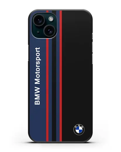 Чехол с надписью BMW Motorsport силиконовый для iPhone 15 Plus