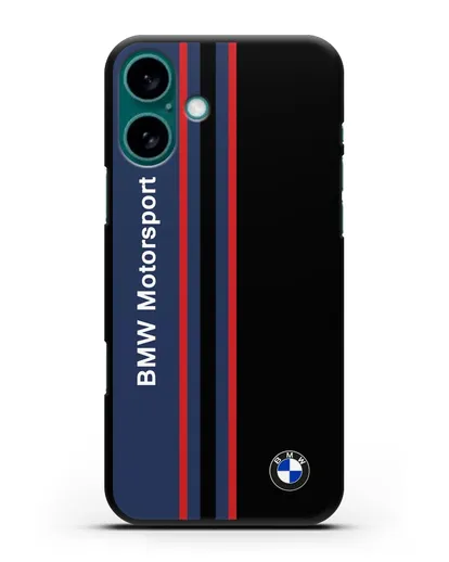 Чехол с надписью BMW Motorsport силиконовый для iPhone 16 Plus