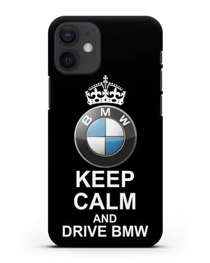 Чехол с надписью Keep Calm and Drive BMW силиконовый для iPhone 12 mini
