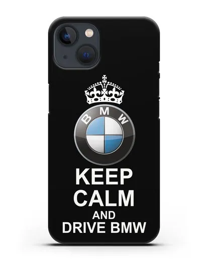Чехол с надписью Keep Calm and Drive BMW силиконовый для iPhone 13