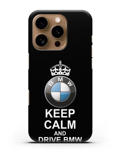Чехол с надписью Keep Calm and Drive BMW силиконовый для iPhone 16 Pro