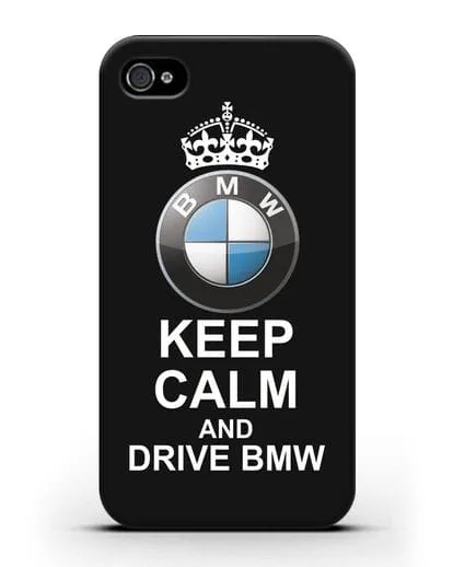 Чехол с надписью Keep Calm and Drive BMW силиконовый для iPhone 4/4s
