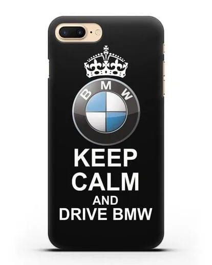 Чехол с надписью Keep Calm and Drive BMW силиконовый для iPhone 8 Plus