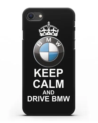 Чехол с надписью Keep Calm and Drive BMW силиконовый для iPhone SE 2020