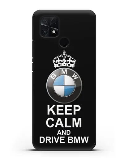 Чехол с надписью Keep Calm and Drive BMW силиконовый для Xiaomi Poco C40