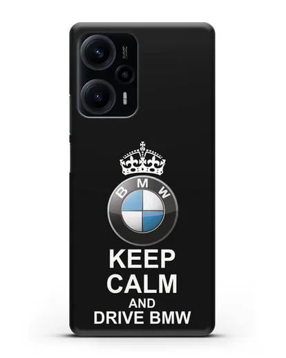 Чехол с надписью Keep Calm and Drive BMW силиконовый для Xiaomi Poco F5