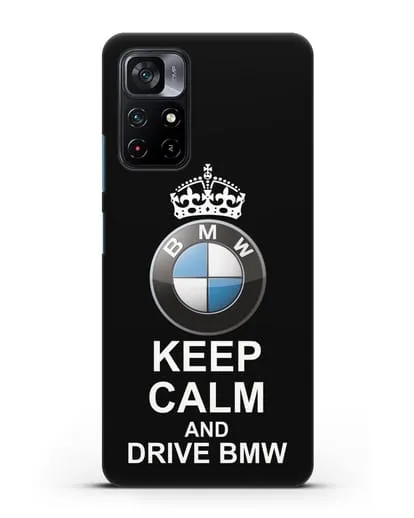 Чехол с надписью Keep Calm and Drive BMW силиконовый для Xiaomi Poco M4 Pro 5G