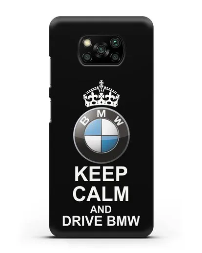 Чехол с надписью Keep Calm and Drive BMW силиконовый для Xiaomi Poco X3 Pro