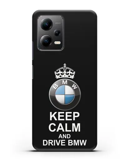 Чехол с надписью Keep Calm and Drive BMW силиконовый для Xiaomi Poco X5