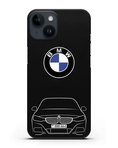 Чехол BMW 3 с автомобильным номером силиконовый для iPhone 14