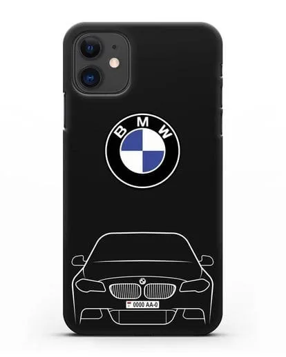 Чехол BMW 5 с автомобильным номером силиконовый для iPhone 11