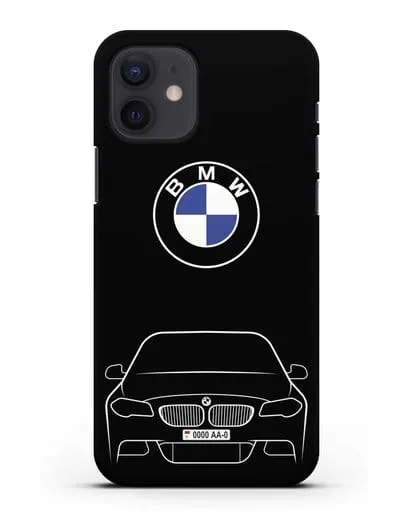 Чехол BMW 5 с автомобильным номером силиконовый для iPhone 12
