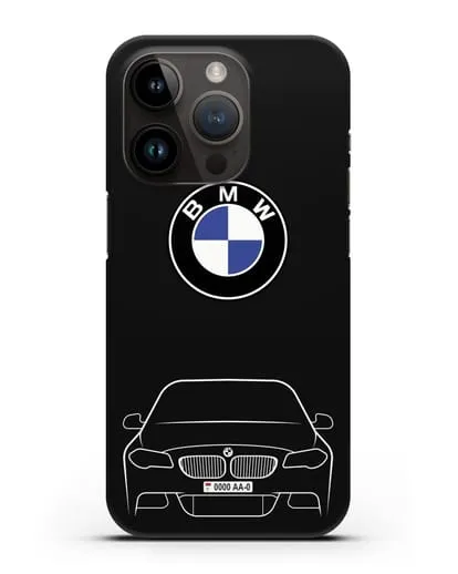 Чехол BMW 5 с автомобильным номером силиконовый для iPhone 14 Pro