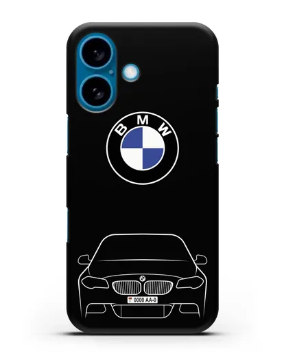 Чехол BMW 5 с автомобильным номером силиконовый для iPhone 16