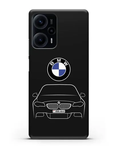 Чехол BMW 5 с автомобильным номером силиконовый для Xiaomi Poco F5