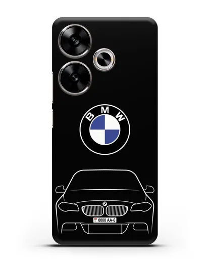 Чехол BMW 5 с автомобильным номером силиконовый для Xiaomi Poco F6